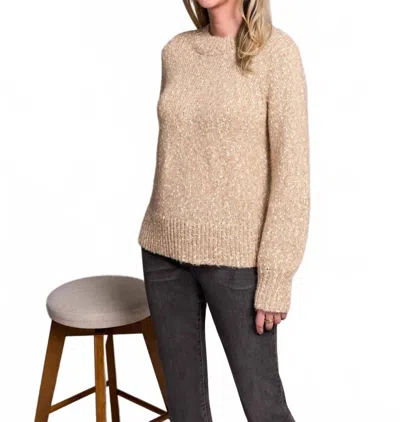 Tribal Novelty Mix Longsleeve Mock Neck Sweater In Sandstone In Neutral