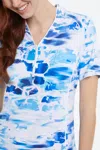 Tribal Ocean Waves Performance Zip Top In Blue & White In Multi