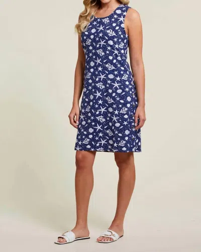 Tribal Oceana Side Snap Sleeveless Dress In Navy In Blue