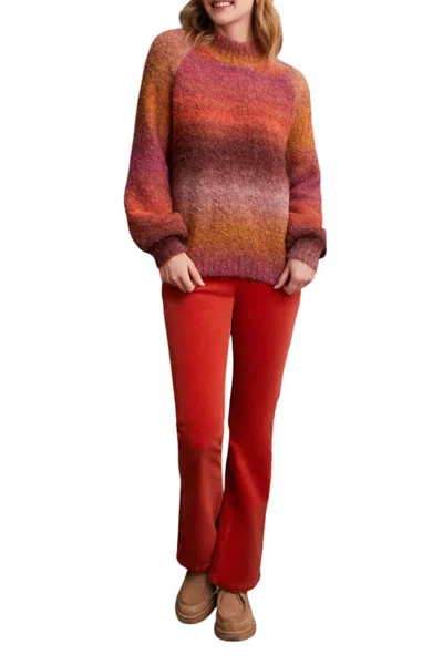 Tribal Ombre Mock Sweater In Bordeaux In Blue