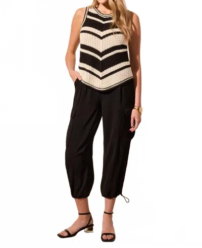 Tribal Open Knit Sweater Tank In Black