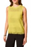 Tribal Open Weave Sweater Top In Avocado In Yellow