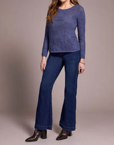 Tribal Openwork Knit Jacquard Leaf Sweater In Marine In Blue