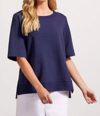 Tribal Ottoman Boat Neck Top In Blue