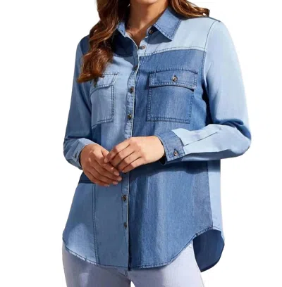 Tribal Patchwork Denim Shirt In Multiblue