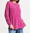 Tribal Patchwork Knit Shacket In Magenta Haze In Pink
