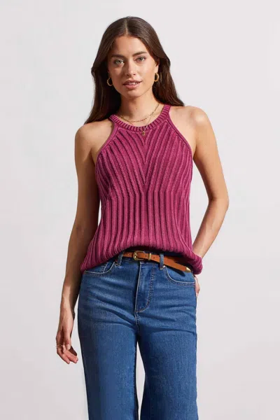 Tribal Patia Halter Sweater Tank Top In Plum In Pink