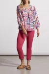 Tribal Pattern Button Front Blouse In Jet Blue