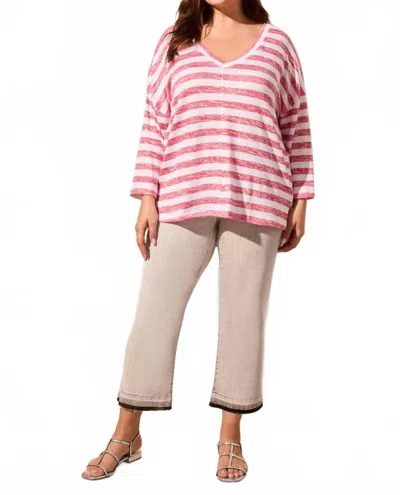Tribal Patterned Two Way Dolman Top In Bayberry In Multi