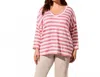 Tribal Patterned Two-way Dolman Top In Bayberry In Pink
