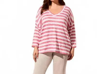 Tribal Patterned Two-way Dolman Top In Bayberry In Pink