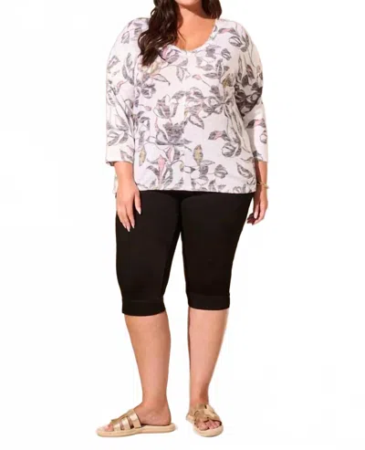 Tribal Patterned Two-way Dolman Top In Coco Milk In White