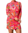 Tribal Performance Long Sleeve Quarter-zip Top In Beetroot Print In Pink