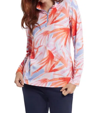 Tribal Performance Mock Neck Long Sleeve Top In Orchid In Pink