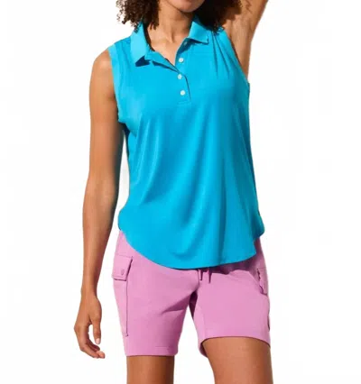 Tribal Performance Upf 50+ Sleeveless Polo Top In Cerulean Blue
