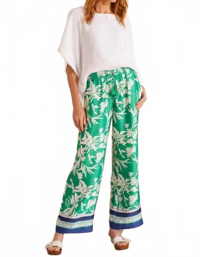 Tribal Petra Printed Pull On Wide Leg Pants With Drawstring In Jademist In Animal Print
