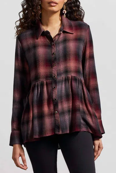 Tribal Plaid Blouse In Black Orchid