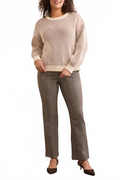 Tribal Plaited Chenille Ribbed Crew Top In Almondlatte In Brown