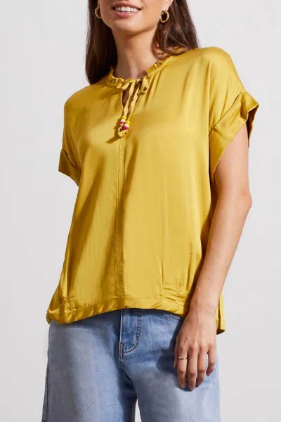 Tribal Pleated Detail Blouse In Limoncello