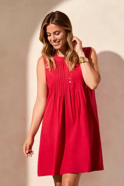 Tribal Pleated Sleeveless Mini Dress In Cherry In Red
