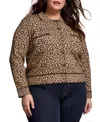 Tribal Plus Size Double Knit Long-sleeve Cardigan Sweater In Brown