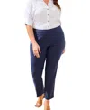 Tribal Plus Size Flatten-it Pull-on Ankle Pant In Blue