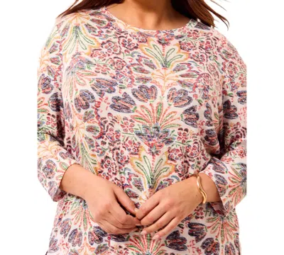 Tribal Plus Size Inclusive 3/4-sleeve Crew Neck Top