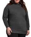 Tribal Plus Size Long-sleeve Knit Tunic Sweater In Gray