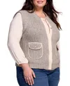 Tribal Plus Size Sleeveless Vest With Pockets Jacket In Brown