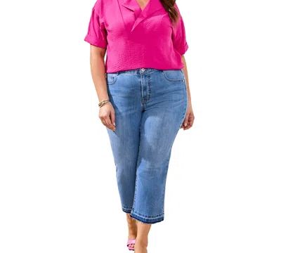 Tribal Plus Size Sophia Curvy Micro Flare Jeans In Blue