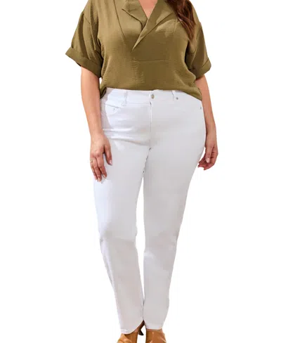 Tribal Plus Size Sophia Curvy Straight Leg Jeans In White