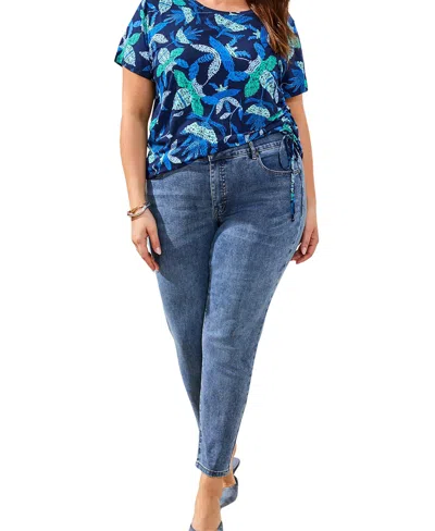 Tribal Plus Size Sophie Curvy Ankle Jeans In Multi