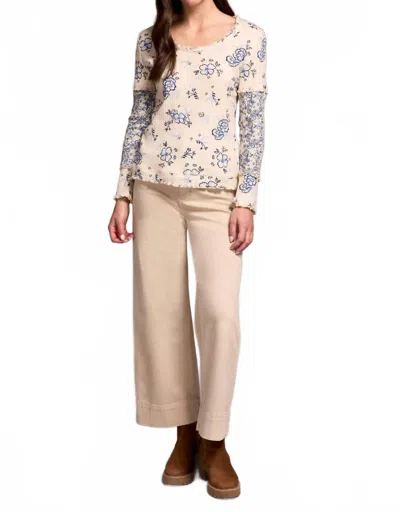 Tribal Pointelle Scoop Neck Top In Slateblue In Neutral