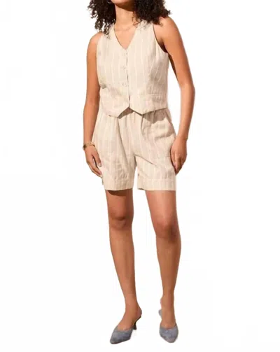 Tribal Lined Self Covered Button Front Vest In Safari In Pink