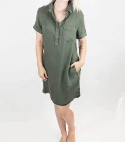 Tribal Pop Over Dress In Olive Green
