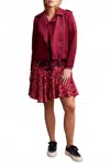Tribal Port Wine Biker Jacket In Red