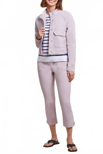 Tribal Posie Pull-on Crop With Tab Detail In Grapemist In Purple