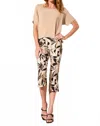 Tribal Printed Bengaline Pull-on Elastic Waist Capri Pant In Multi In Multi