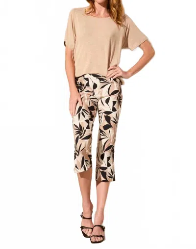 Tribal Printed Bengaline Pull-on Elastic Waist Capri Pant In Multi