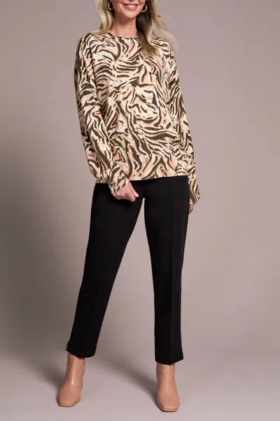 Tribal Lightweight Printed Long-sleeve Funnel Neck Sweater In Pinksalt In Multi