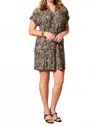 Tribal Printed Pleated Back Dress In Black In Black