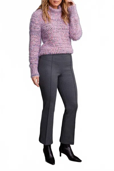 Tribal Printed Ponte Pull On Ankle Pant In Grey In Black
