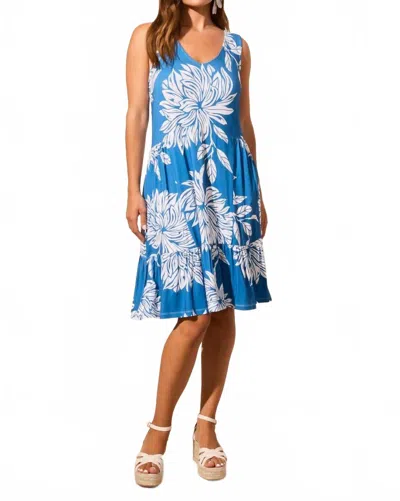 Tribal Printed Sleeveless Dress In Sea In Blue