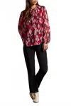 Tribal Puff Sleeve Blouse In Red Plum In Multi
