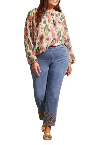 Tribal Puff Sleeve Blouse - Plus In Vine In Brown