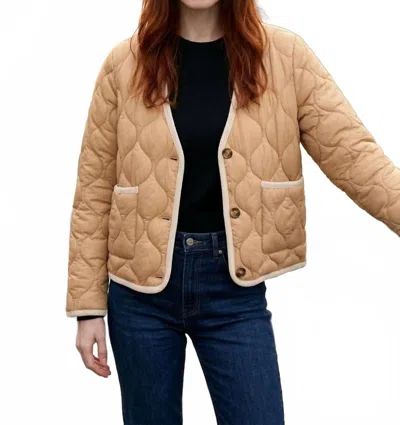 Tribal Button Puffer Jacket In Tan In Brown