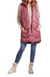 Tribal Puffer Vest In Deep Rose In Pink