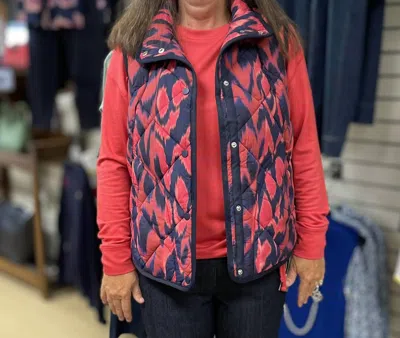 Tribal Puffer Vest In Night Sky In Blue