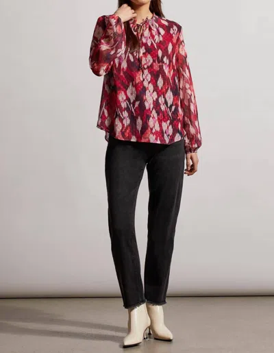Tribal Puffy Sleeve Blouse In Red Plum