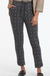 TRIBAL PULL ON ANKLE PANT W/ ROUNDED HEM IN GREY